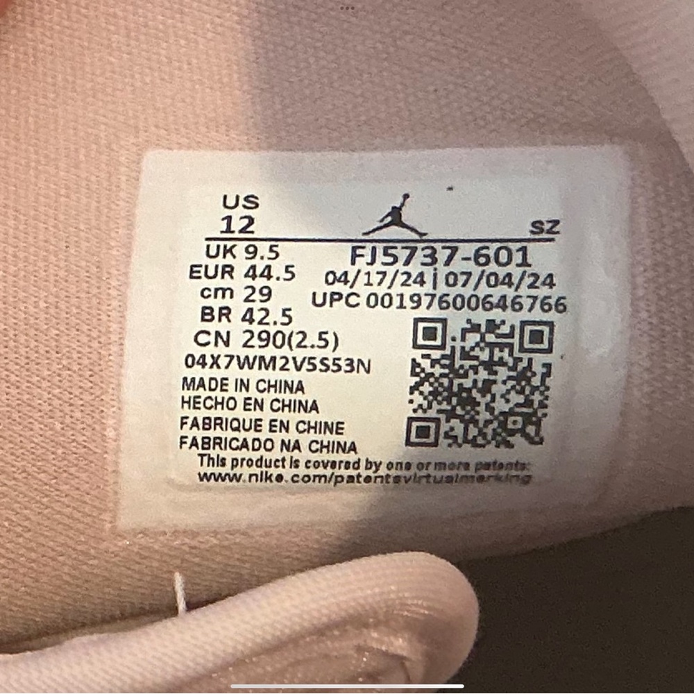 Size 12-Air Jordan 1 Brooklyn High Pink Oxford W. NEW - Picture 8 of 8